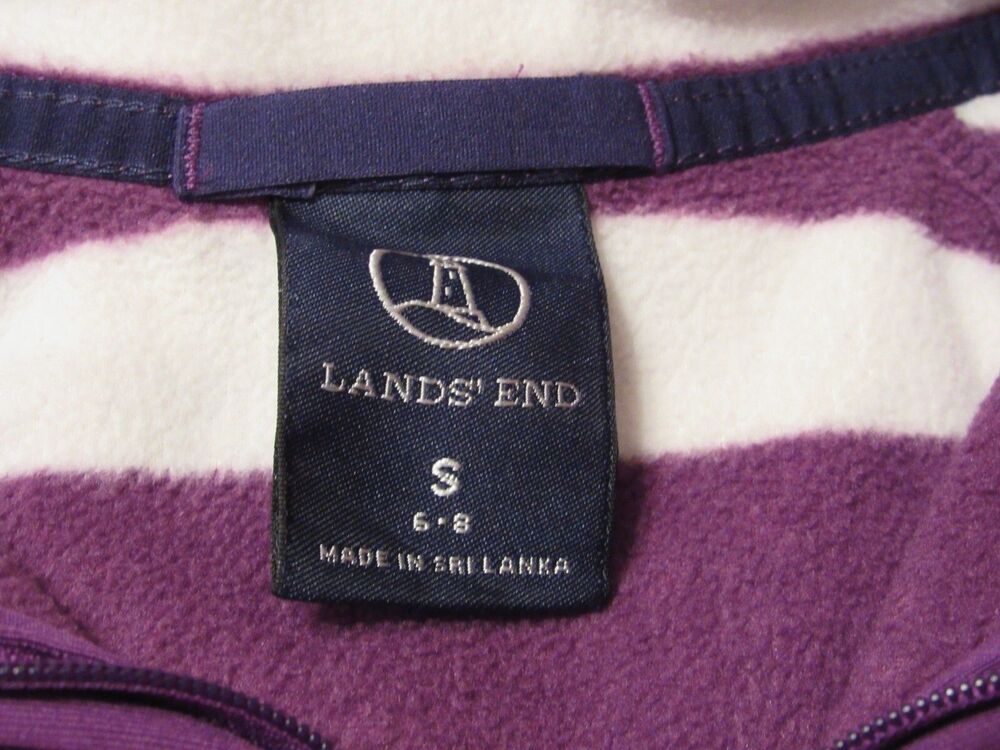 Land's End Purple and white striped 1/4 zip pullover Size S - Picture 3 of 3